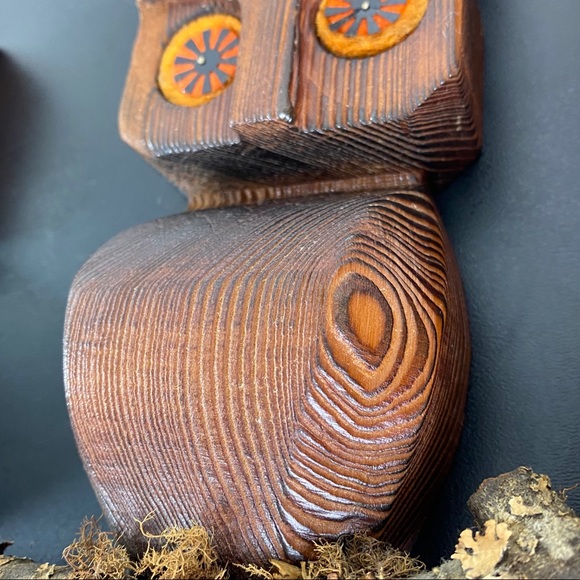 Vintage set of 3 Wooden Owl wall decor - Picture 5 of 9